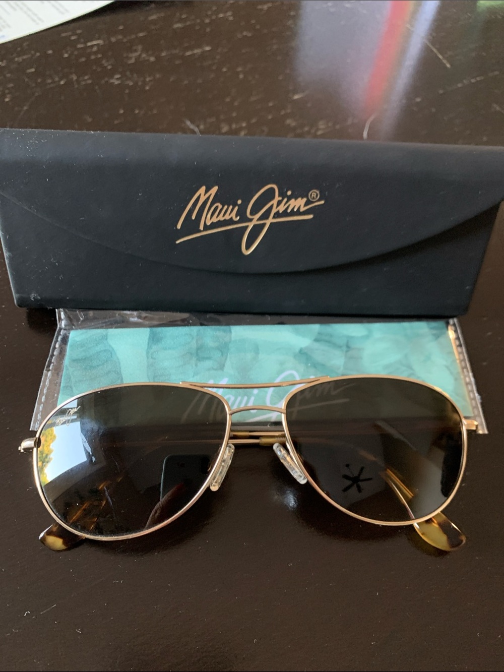 Scratched left lens - baby beach aviator Sunglasses - Gold Frame, amber lenses